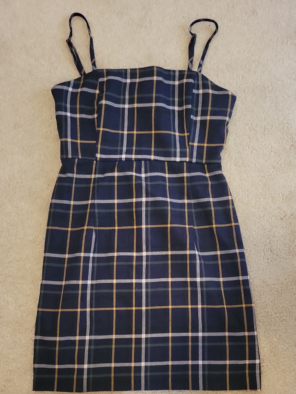 Forever 21 Navy Plaid Strappy Mini Dress